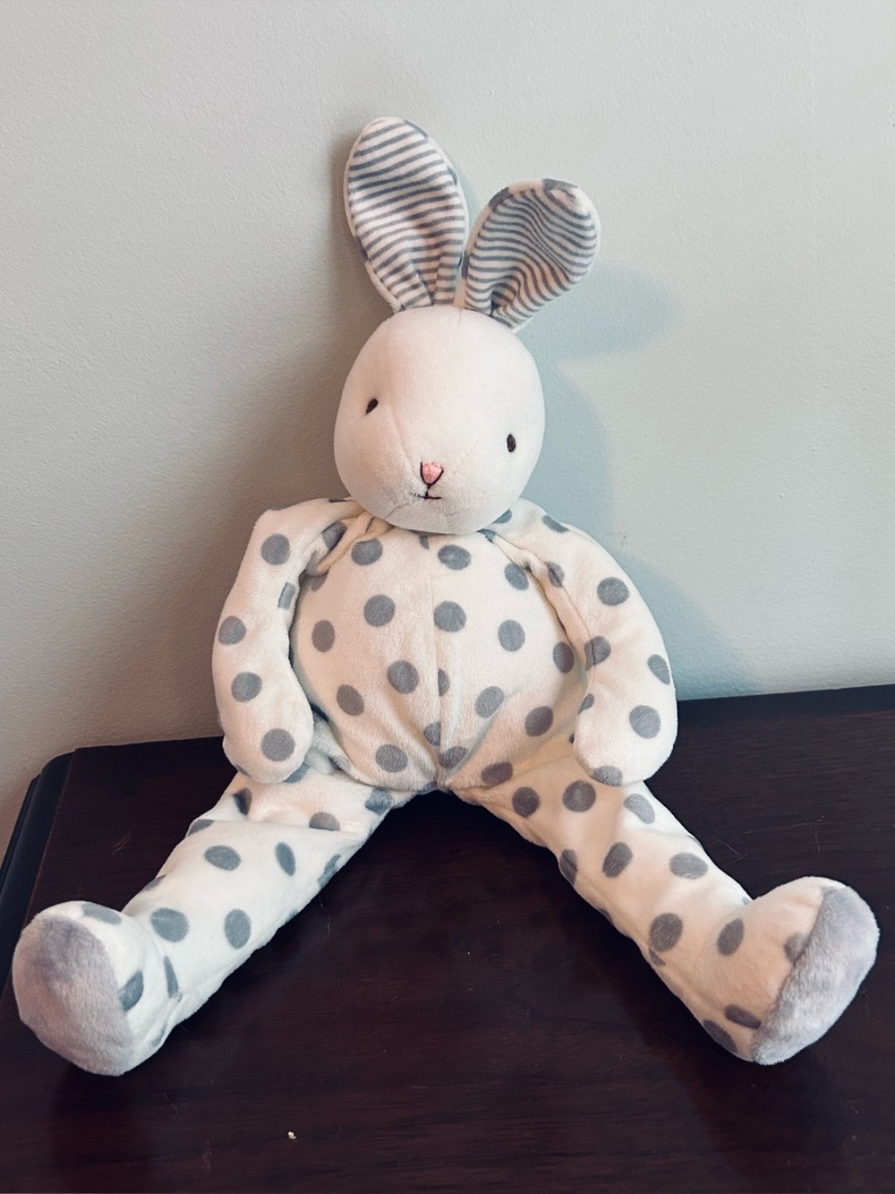 Bunnies By The Bay Carrots Gray Polka Dot Plush Bunny